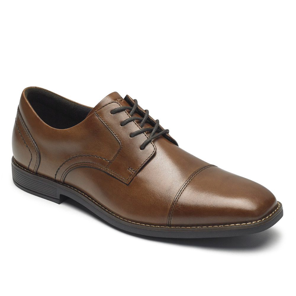 Rockport Singapore Mens Oxfords - Slayter Cap Toe Blucher Brown - NE8273419